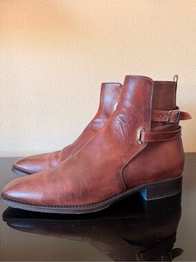 Sutor Mantellassi Brown Leather Ankle Boots UK 9 US 10 Italian Strap Buckle